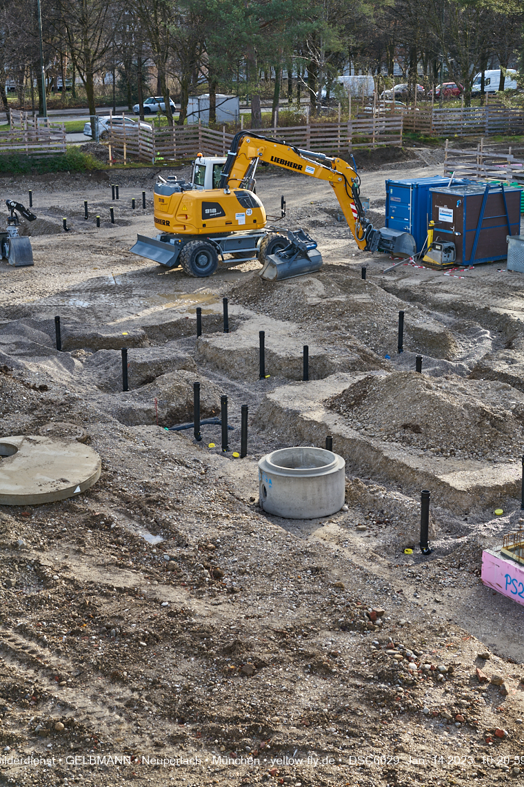 14.01.2023 - Baustelle an der Quiddestraße Haus für Kinder in Neuperlach